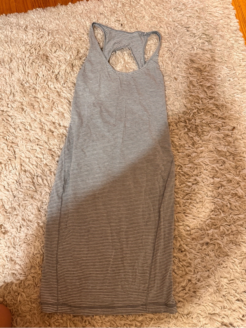 Free People Gray and White Striped Racerback Midi Dress